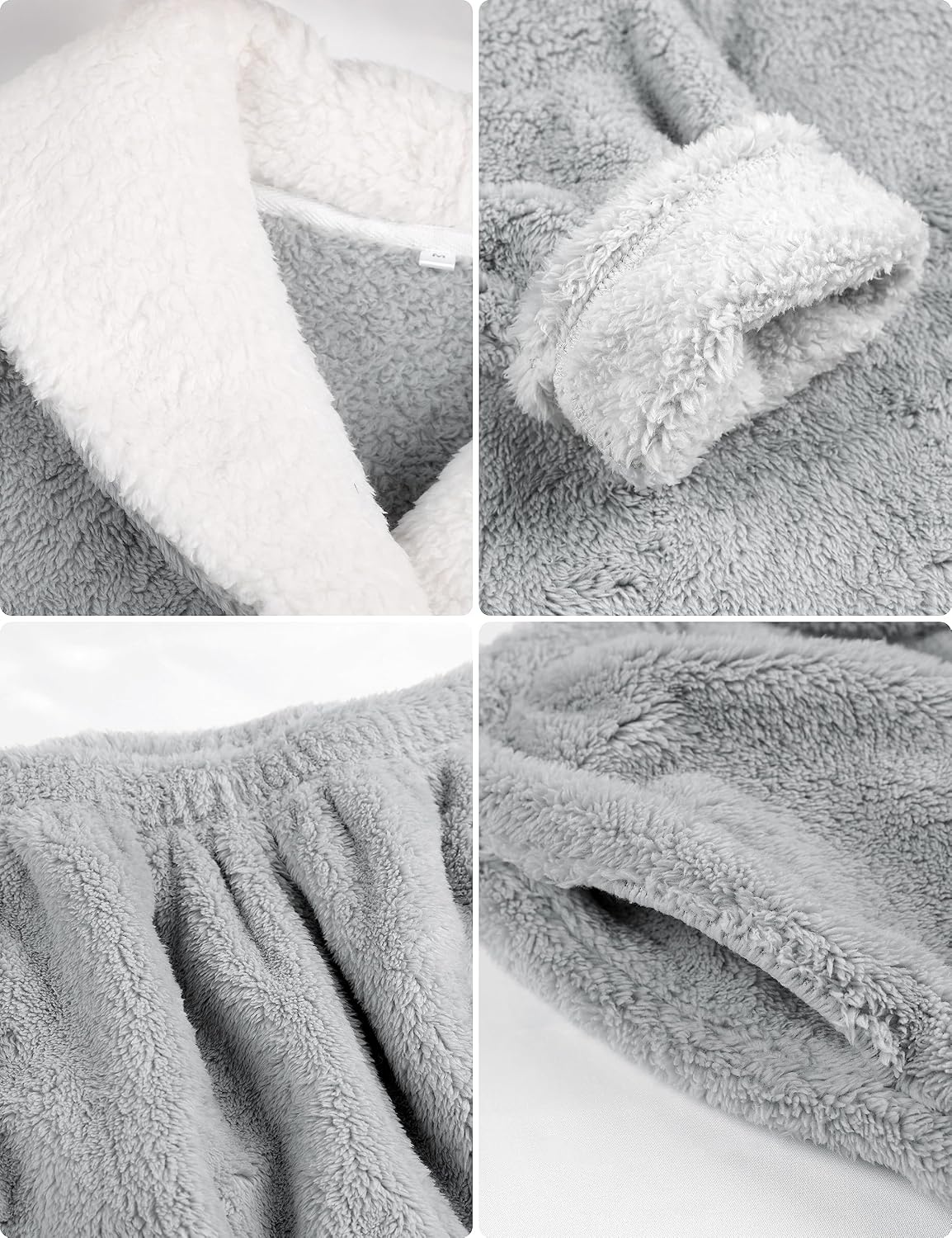 image:imageSpringrain Womens Fluffy Pajamas Set Warm Fleece Pjs SleepwearGrey