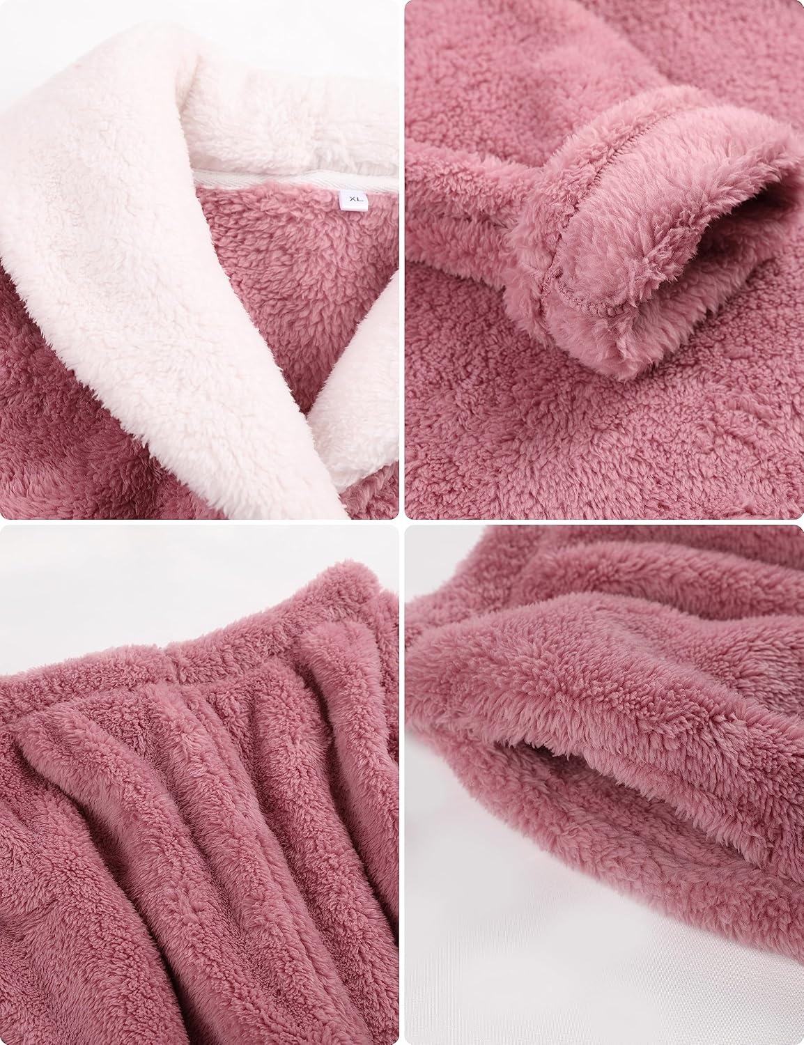 image:imageSpringrain Womens Fluffy Pajamas Set Warm Fleece Pjs SleepwearPink