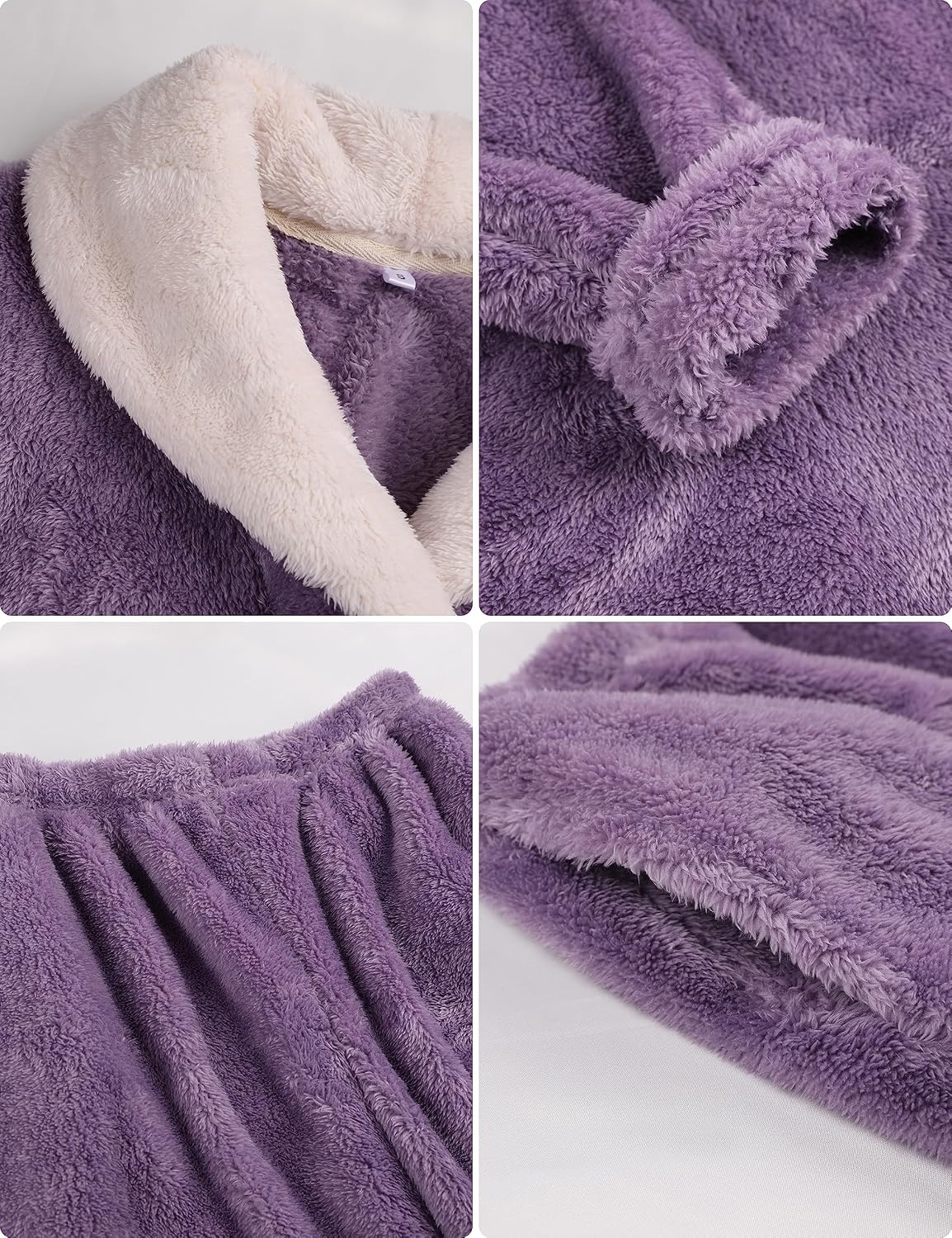 image:imageSpringrain Womens Fluffy Pajamas Set Warm Fleece Pjs SleepwearPurple