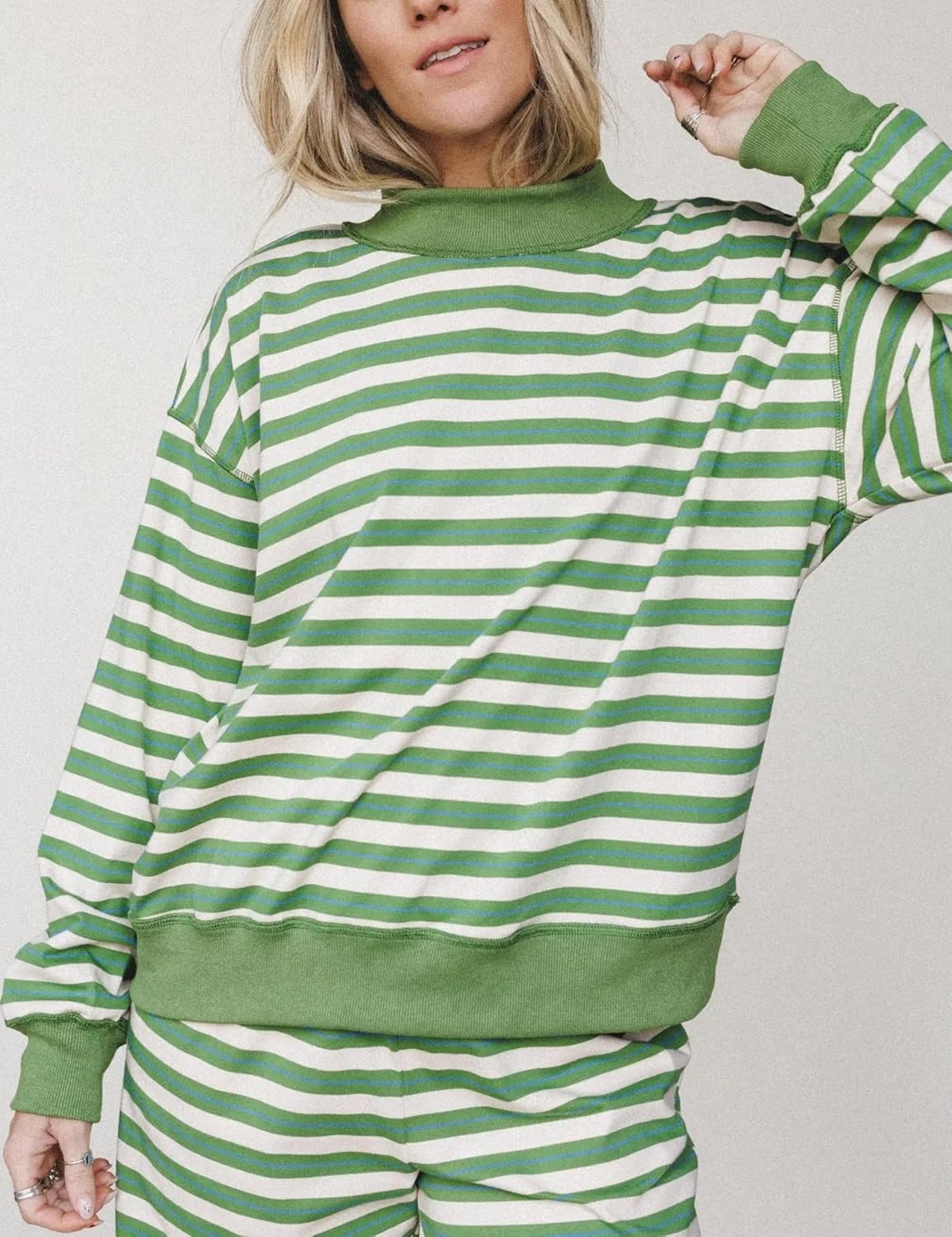 image:imageSpringrain Womens 2 Piece Outfits Striped Fashion Lounge Sets Fall 2026Green