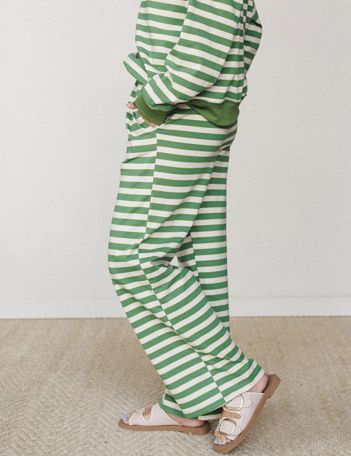 image:imageSpringrain Womens 2 Piece Outfits Striped Fashion Lounge Sets Fall 2026Green