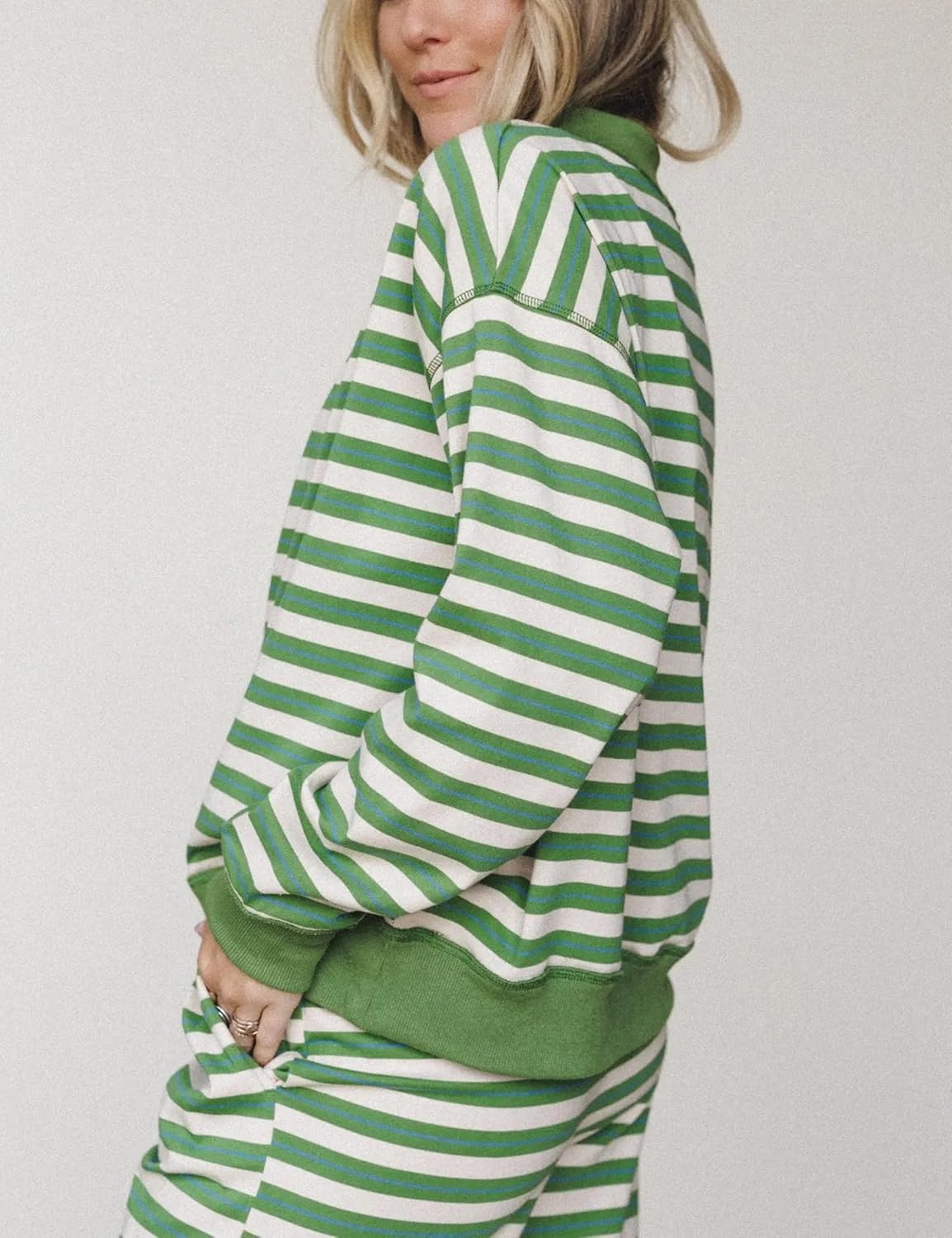 image:imageSpringrain Womens 2 Piece Outfits Striped Fashion Lounge Sets Fall 2026Green
