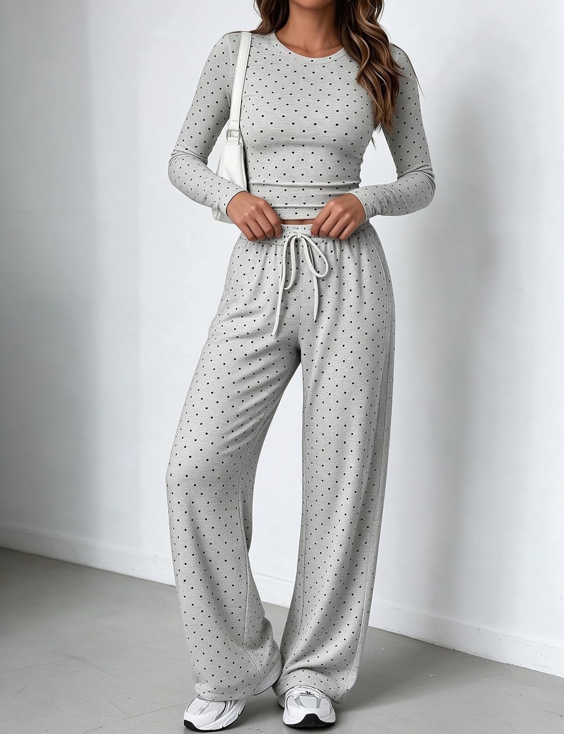 image:imageSpringrain Womens Lounge Sets Women 2 Piece Polka Dot OutfitHeathergrey
