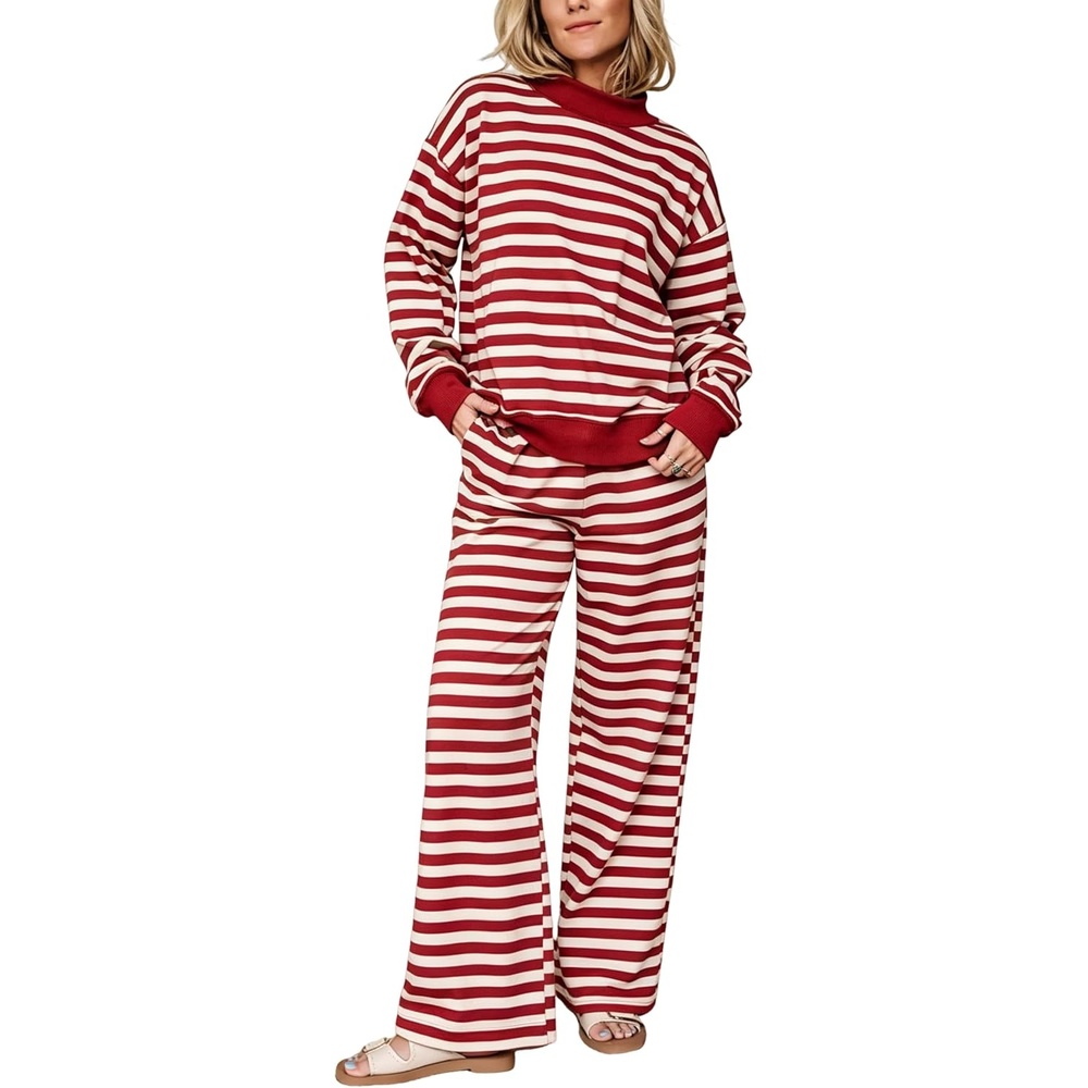 image:imageSpringrain Womens 2 Piece Outfits Striped Fashion Lounge Sets Fall 2026Red