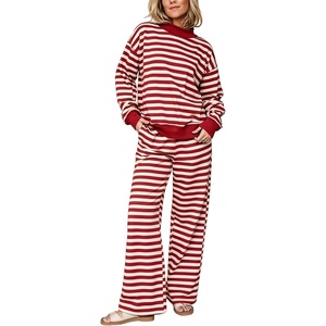 Springrain Women’s 2 Piece Outfits Striped Fashion Lounge Sets Fall 2026(Red)