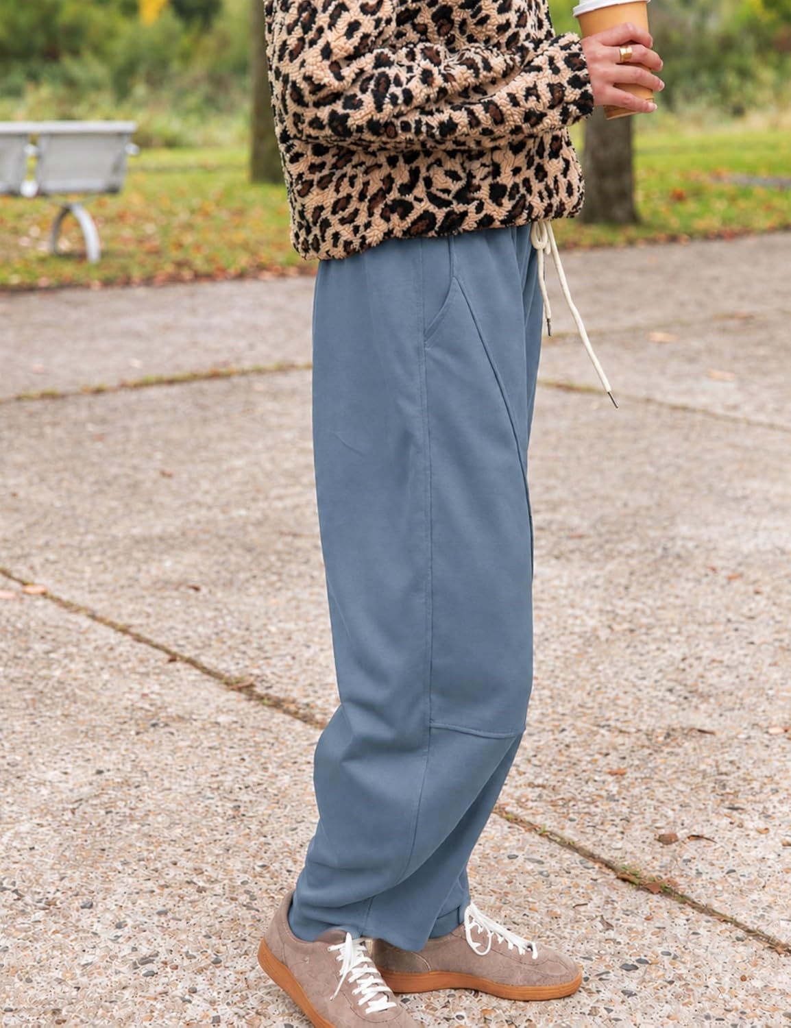 image:imageSpringrain Womens Barrel Leg Pants Drawstring CasualDustyBlueL